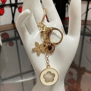 Gold Flower Keychain Bag Charm - Designer Style